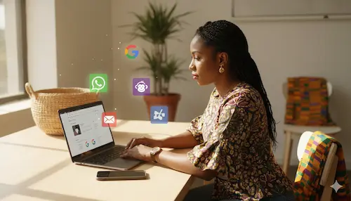 Small business owner in Ghana using free digital tools to grow her enterprise